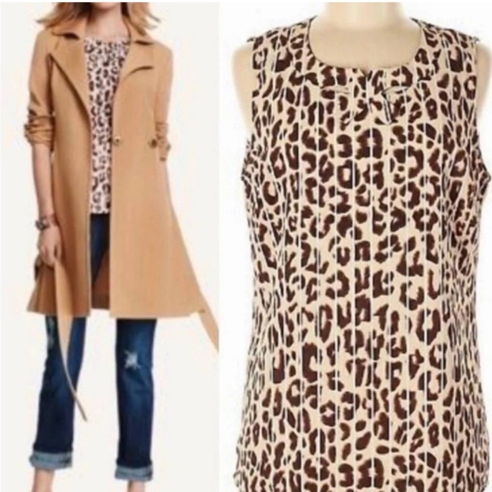 Cabi Leopard Ginger Bow Tank Top Blouse Animal Print Brown 3070 Sz M - Picture 4 of 8